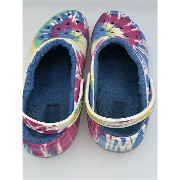 Crocs Unisex Multicolor Tie Dye Classic Fur Lined Clog Men Sz 11 Womens Sz 13 - Picture 10 of 10